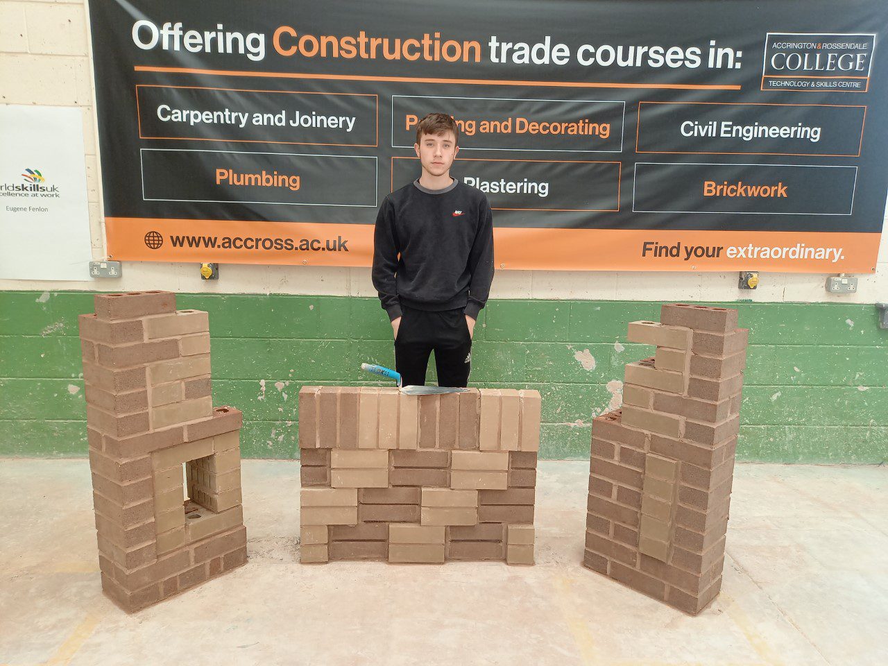 Accrington and Rossendale College Brickwork student Eugene Fenlon competes in WorldSkills UK.